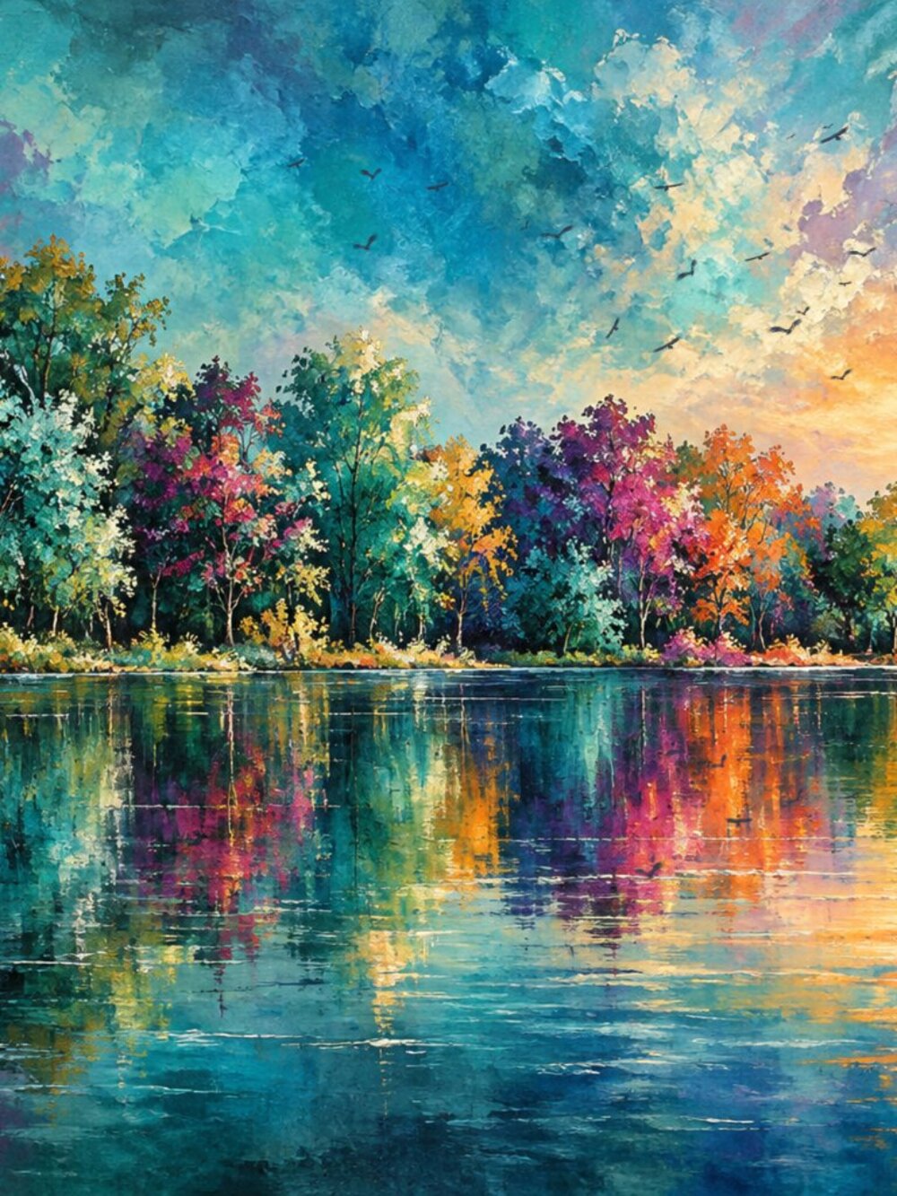 Elysian Shorelines 36x24 Landscape Art Teal Gold
